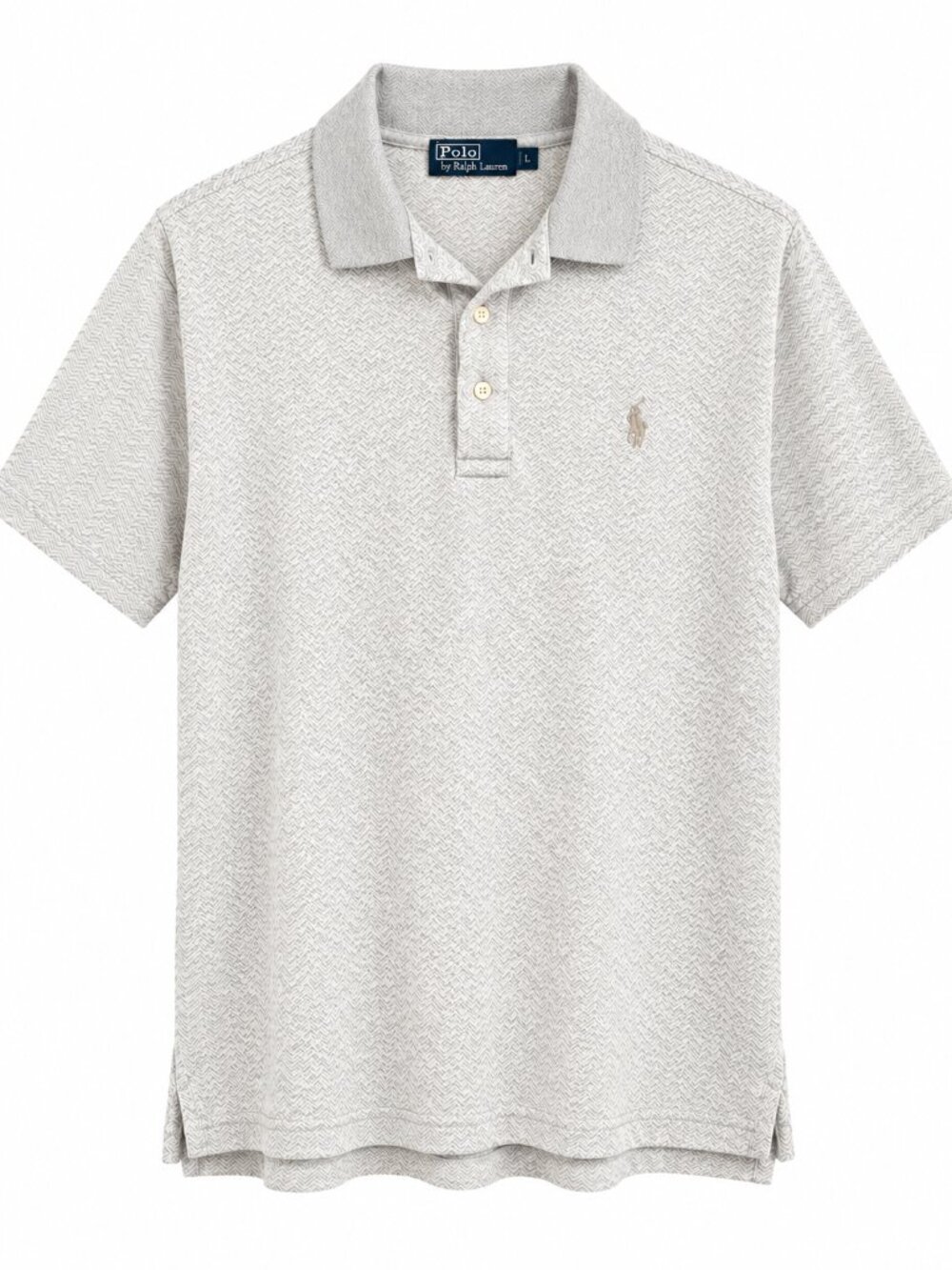 Polo Ralph Lauren Golf Fit Men's L Light Gray Herringbone Polo Preppy Luxury